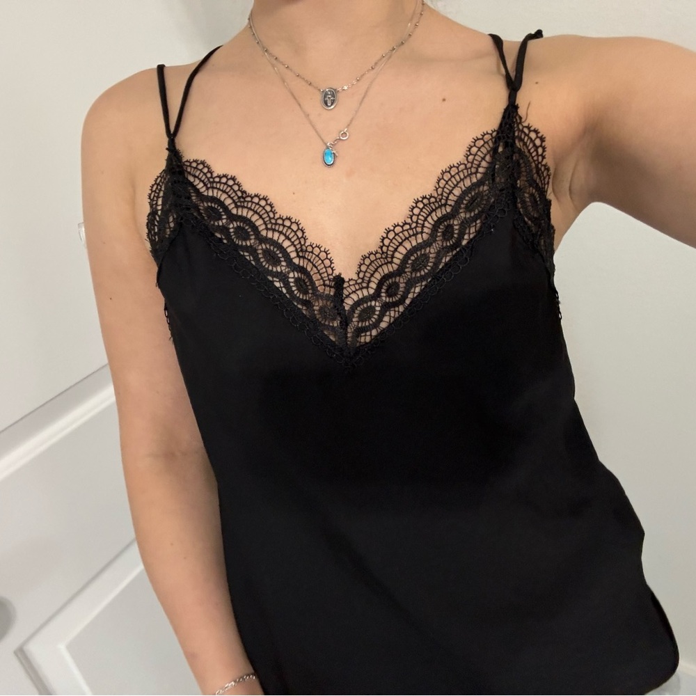 Black Lace Trim Camisole
